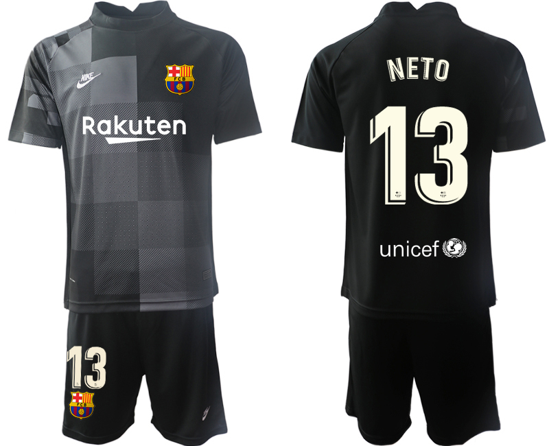 Men 2021-2022 Club Barcelona black goalkeeper #13 Soccer Jersey